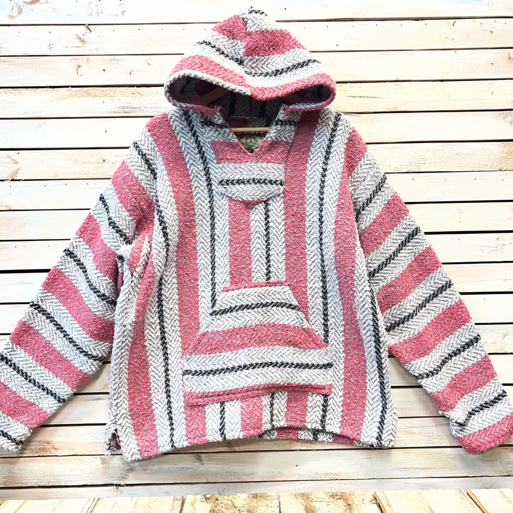 Baja Joe Hoodie Striped Pullover Surf Skater Grunge XL Oversized
